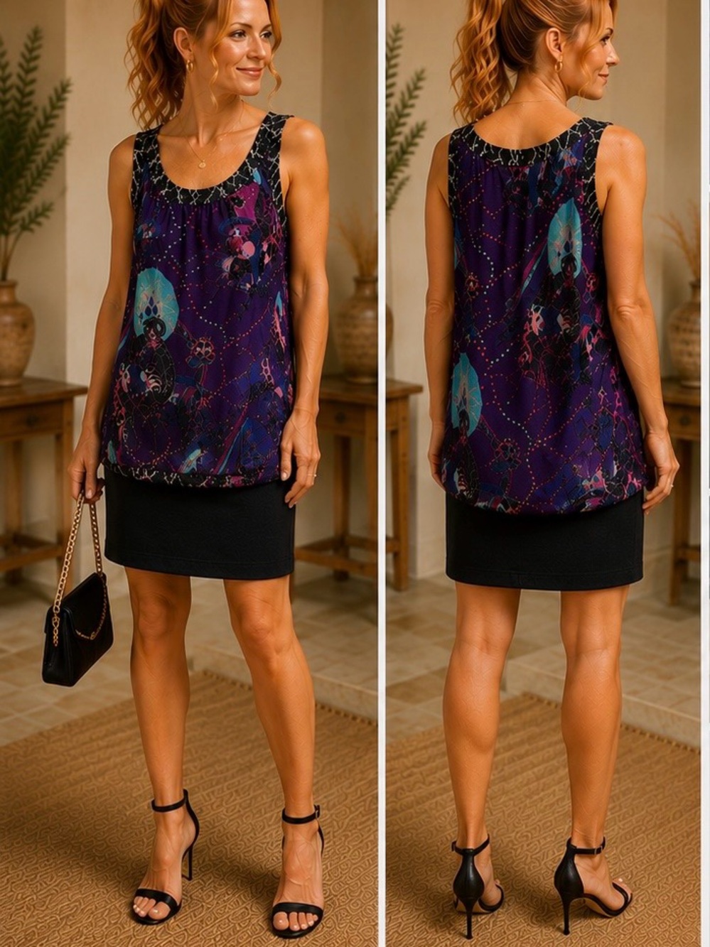 Custo Barcelona Purple Floral Print Sleeveless dress
